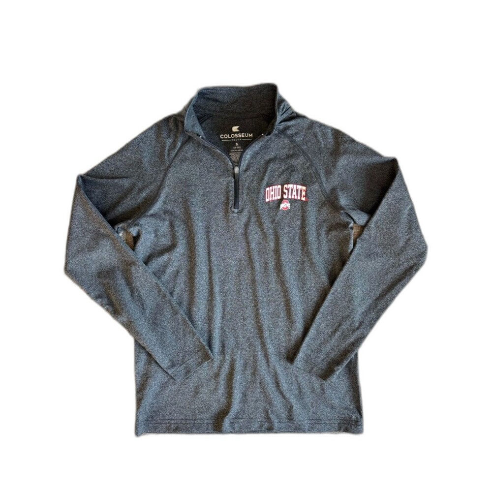 Colosseum Ohio State Buckeyes Youth S 8-10 Quarter Zip Pullover Gray Shirt OSU M